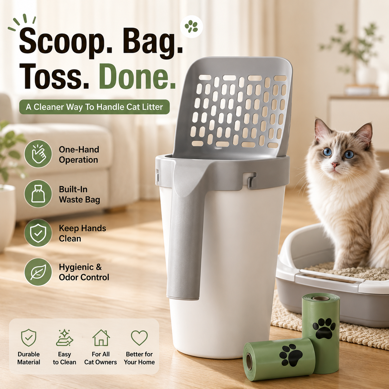 🔥 50% OFF TODAY | Cat Litter Scooper with Holder
