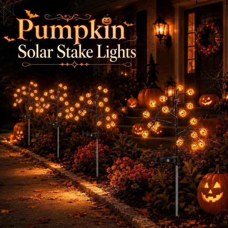 🎃 Pumpkin Solar Stake Lights 4PCS – Halloween Outdoor Yard Decor