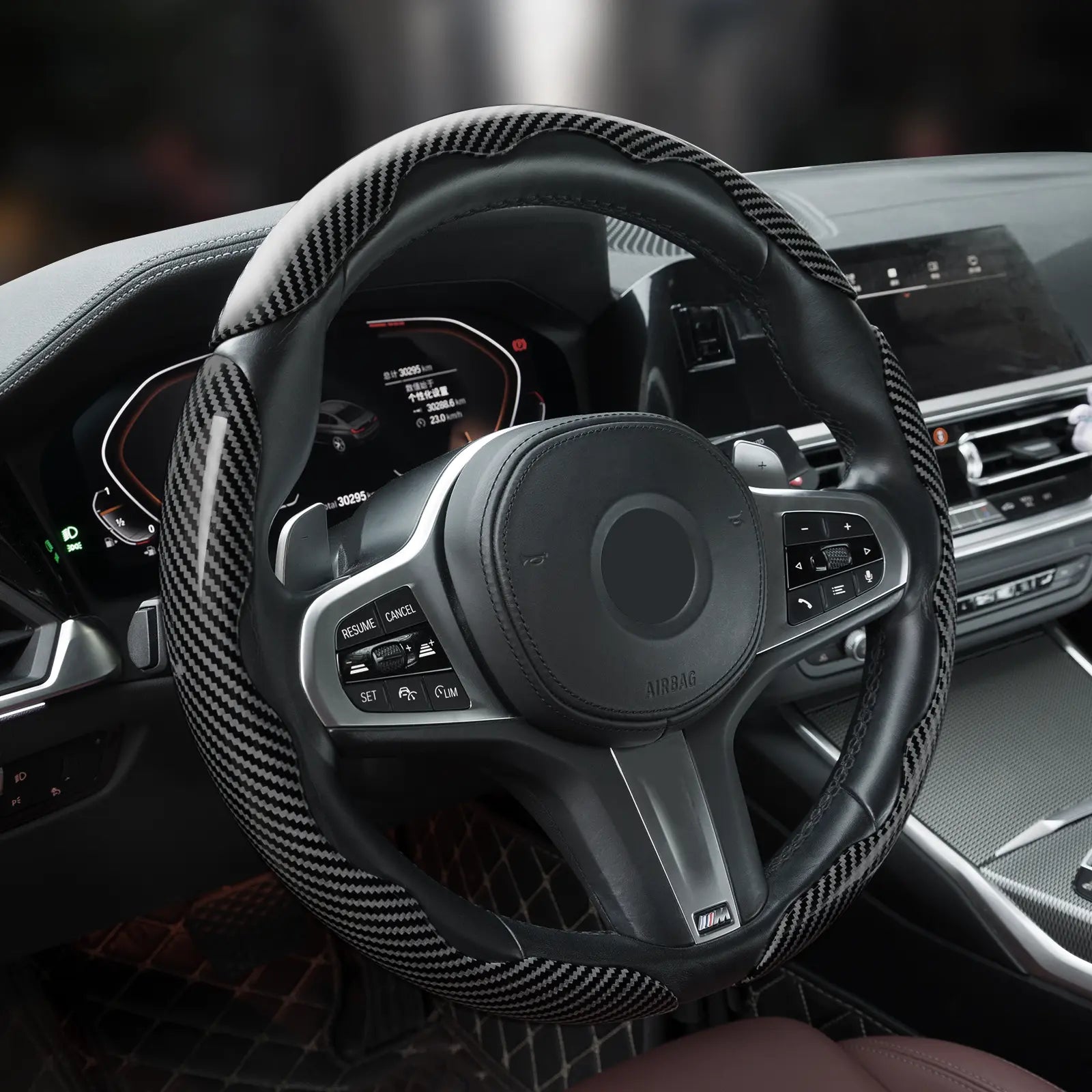 🚗Car Steering Wheel Cover, Non slip Design Steering Wheel Protector, Universal Car Steering Wheel Cover for 15 Inch