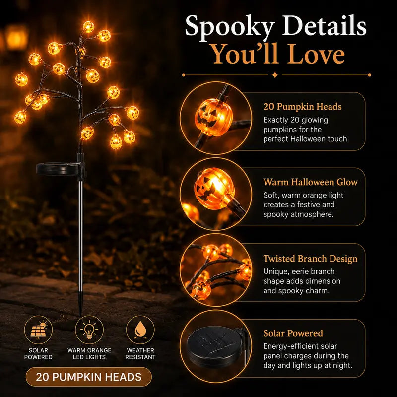 🎃 Pumpkin Solar Stake Lights 4PCS – Halloween Outdoor Yard Decor