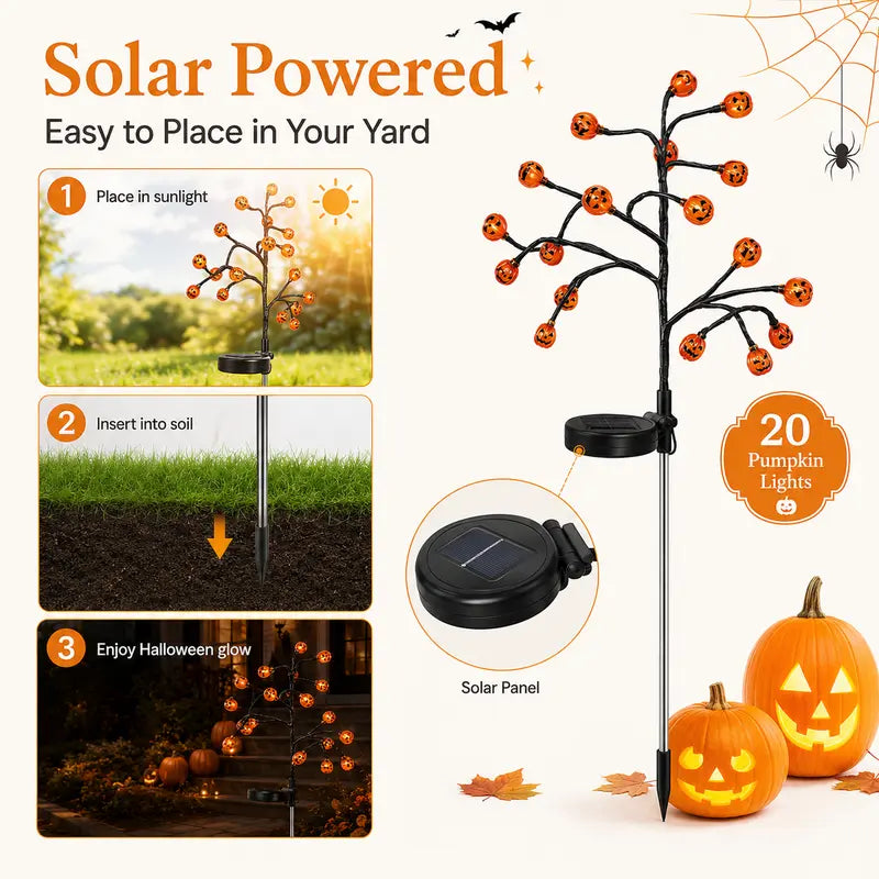 🎃 Pumpkin Solar Stake Lights 4PCS – Halloween Outdoor Yard Decor