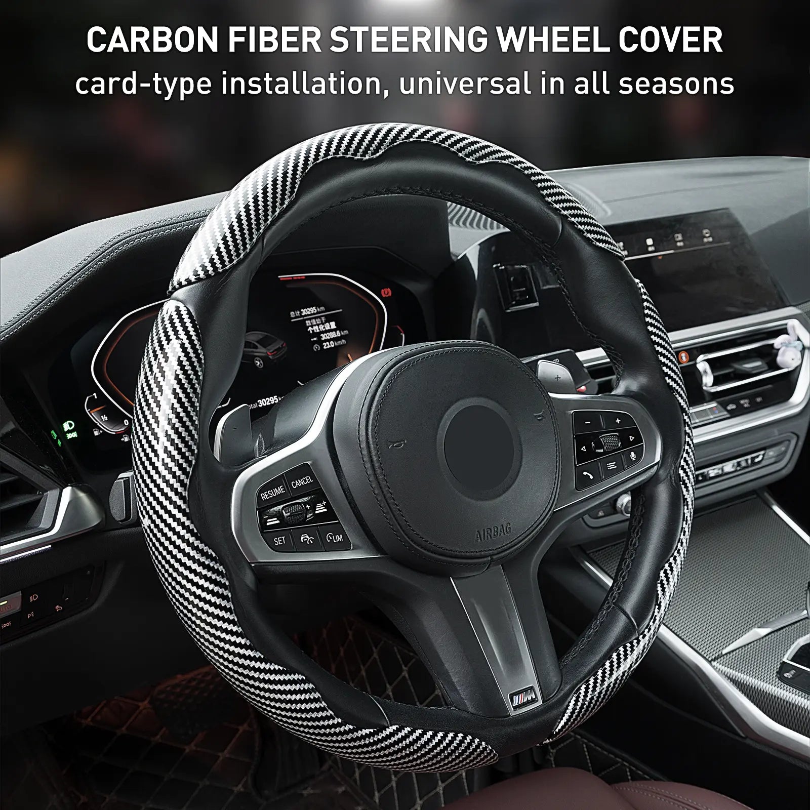🚗Car Steering Wheel Cover, Non slip Design Steering Wheel Protector, Universal Car Steering Wheel Cover for 15 Inch
