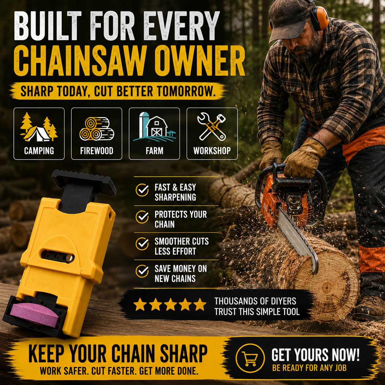 🔥Chainsaw Chain Sharpener Kit | Fast Portable Saw Chain Sharpening Tool