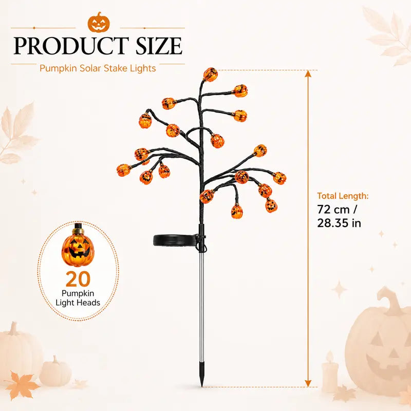 🎃 Pumpkin Solar Stake Lights 4PCS – Halloween Outdoor Yard Decor