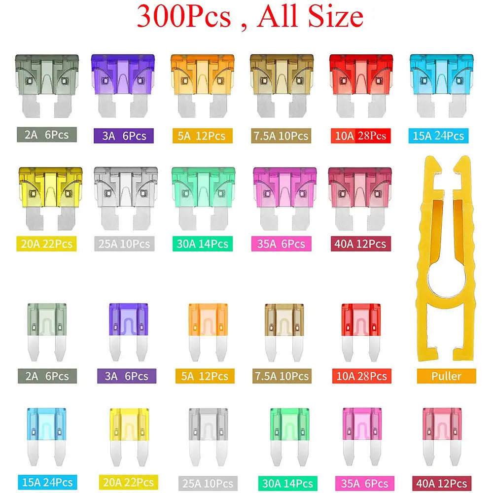 🚗Professional 300PCS Automotive Fuse Assortment with Circuit Tester & Puller
