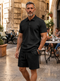 👕 Men's Summer Two-Piece Set – Breathable Polo + Shorts, Lightweight, Stretch