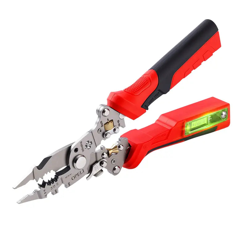 16-in-1 Wire Stripping Pliers, 2026 New Rechargeable Wire Strippers Tool with Voltage Tester&Alarms, Detectable 12-250V, Heavy-Duty Electrical Pliers&Wire Cutters