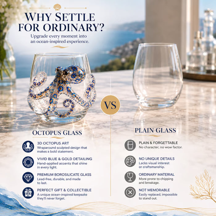🌊Artisanal Blue Ringed Octopus Glassware