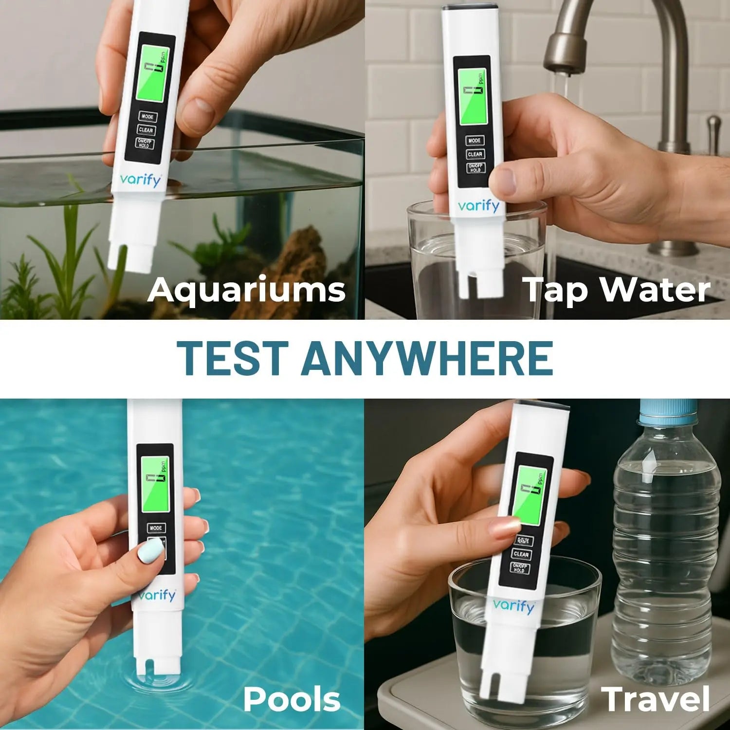 VARIFY 4-in-1 TDS Meter Digital Water Tester for Drinking Water Accurate 0-9990 PPM EC & Temp Readings Ideal for RO Systems Aquariums Pools Portable & Travel-Friendly Halloween Sales