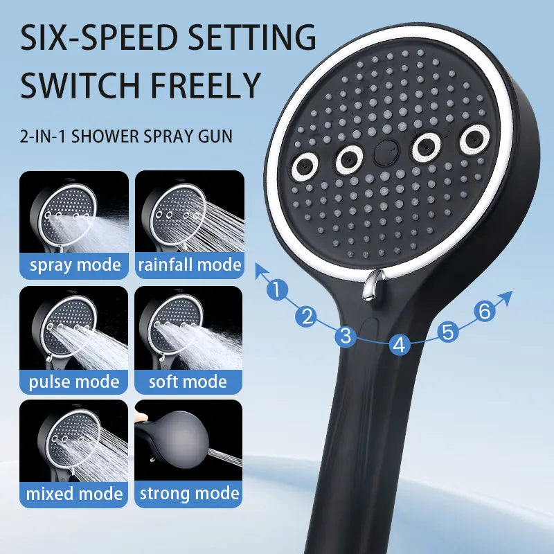 🌟 Powerful Handheld Shower Head – 6 Modes, High Pressure, Rainfall Massage
