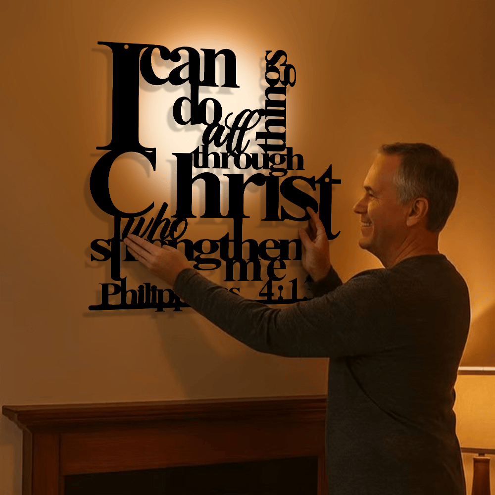 ✨Last Day 55% OFF ✝️Christianartworkshop Philippians 4:13 I Can Do All Things Metal Wall Decor: Christ’s Strength for Your Walls