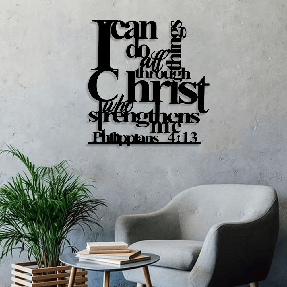 ✨Last Day 55% OFF ✝️Christianartworkshop Philippians 4:13 I Can Do All Things Metal Wall Decor: Christ’s Strength for Your Walls