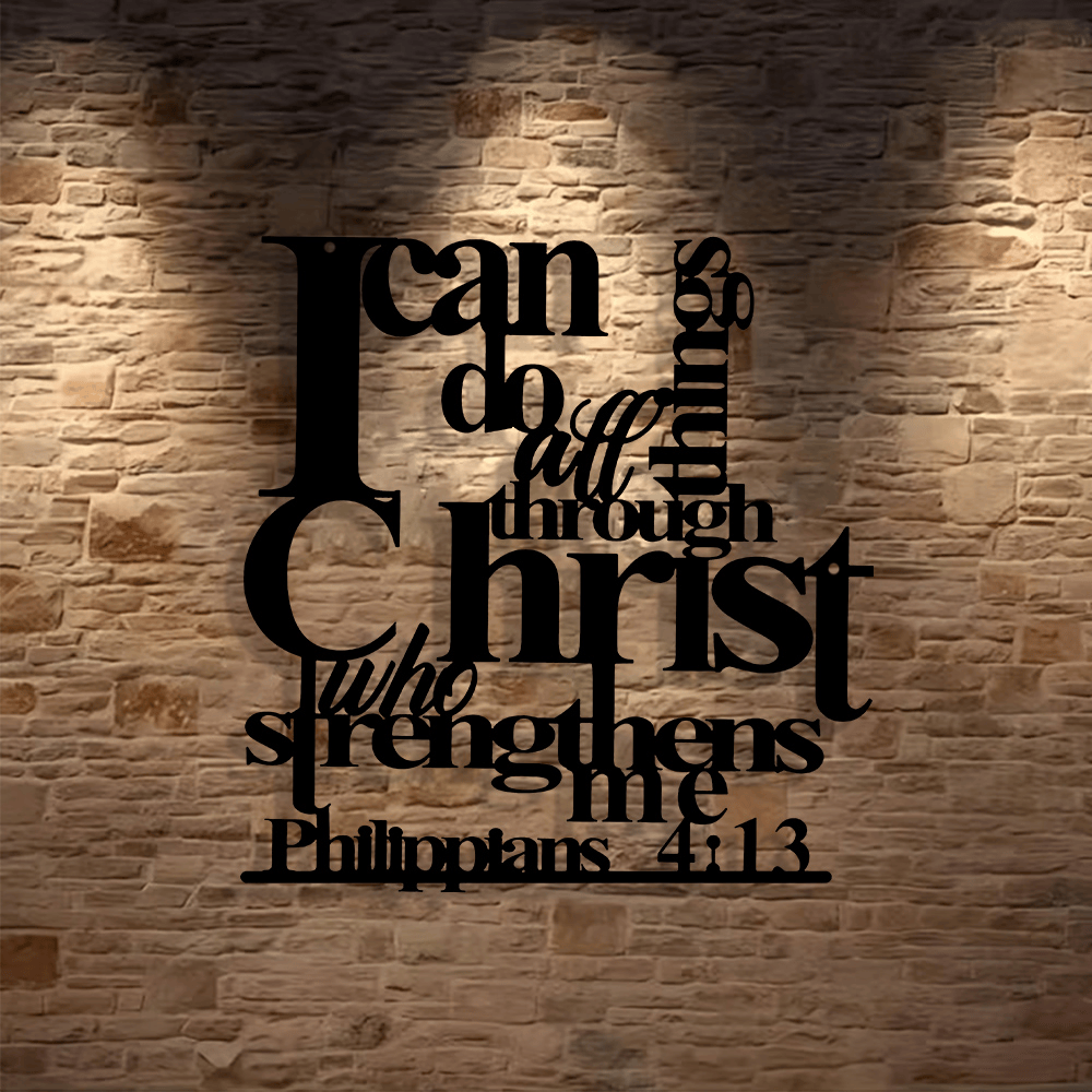 ✨Last Day 55% OFF ✝️Christianartworkshop Philippians 4:13 I Can Do All Things Metal Wall Decor: Christ’s Strength for Your Walls