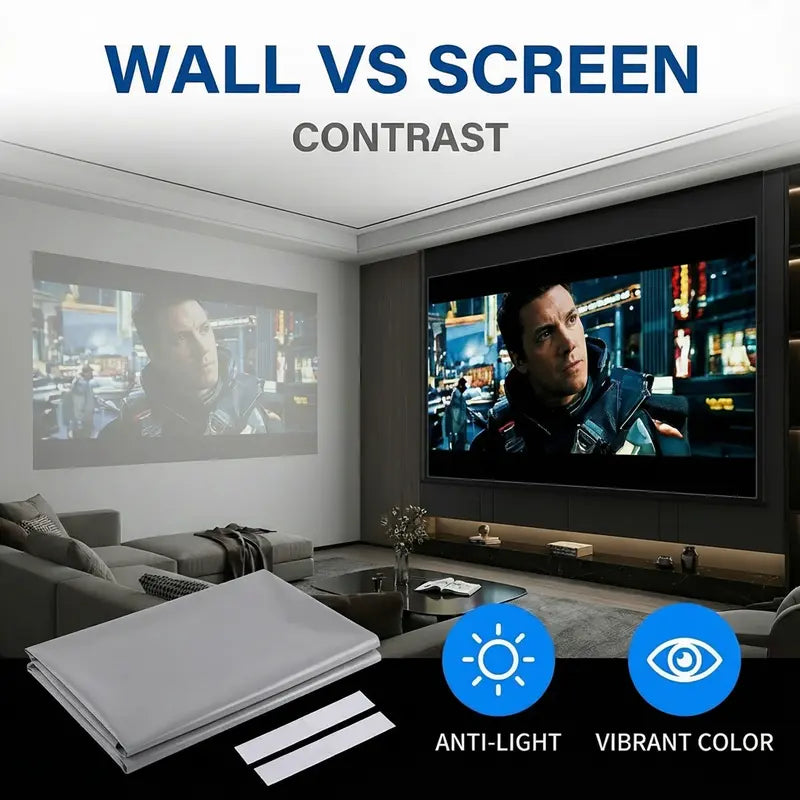 120 Inch Projector Screen, 4K Metal Lightproof Foldable Portable Movie Screen 16:9 for Home Theater Party Office Classroom Outdoor Indoor, Easy Installation with Velcro HD Projector Screen