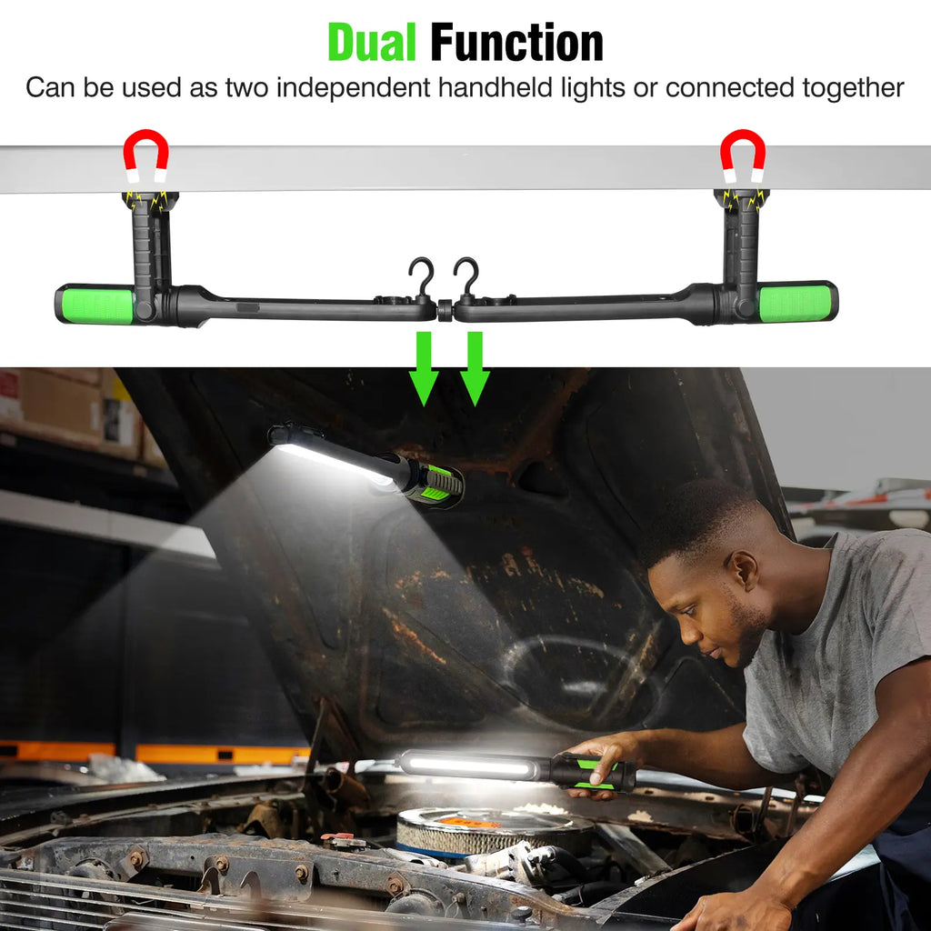 【FathersDayGift】Linkax Rechargeable 2400LM USB Work Light Bar for Mechanics, 4400mAh Battery, Hooks & Magnetic Attachment, LED Car Lights, Vehicle Accessories for Car & Garage Repair Tools