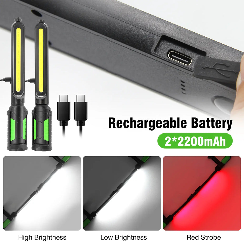 【FathersDayGift】Linkax Rechargeable 2400LM USB Work Light Bar for Mechanics, 4400mAh Battery, Hooks & Magnetic Attachment, LED Car Lights, Vehicle Accessories for Car & Garage Repair Tools