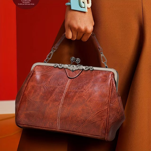 💼2026 New Kattee Elegant Waterproof Women’s Leather Kiss-Lock Tote Handbag