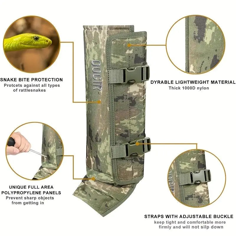 Unisex Adjustable Outdoor Snake-Resistant Leg Gaiters, Abrasion-Resistant Durable Fabric Protective Gear for Hunting, Hiking