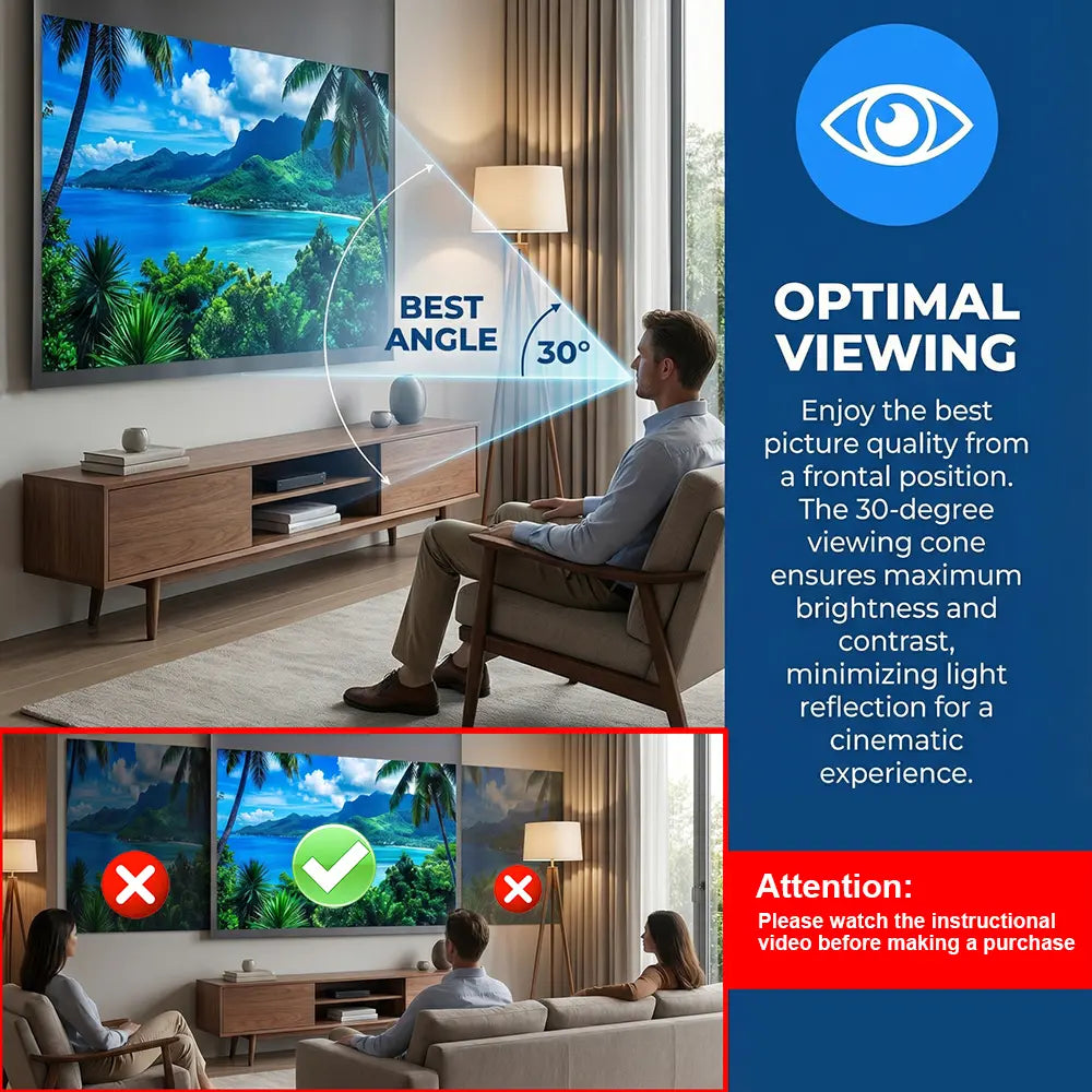 4K Anti-Ambient Light Projector Screen | Foldable Home Theater Screen