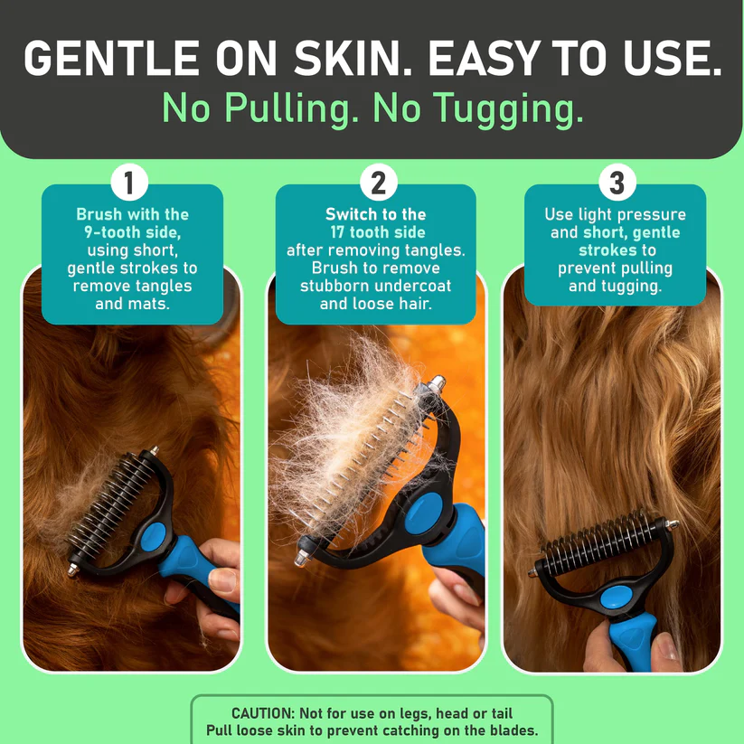 🔥Professional Double-Sided Pet Grooming Rake，Undercoat Deshedding Tool for Dogs & Cats