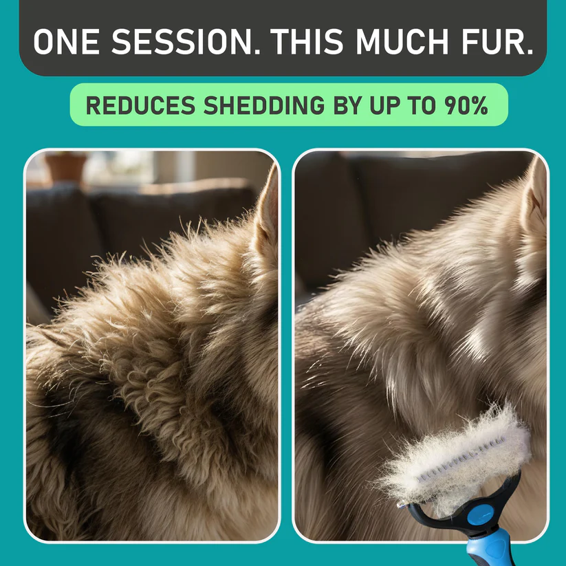 🔥Professional Double-Sided Pet Grooming Rake，Undercoat Deshedding Tool for Dogs & Cats