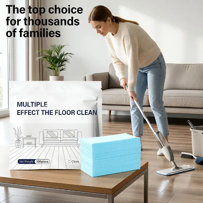 🧼 Multi-Effect Floor Cleaner Wipes – Antibacterial, Deodorizing, Safe for Wood & Tile (100 Pcs)