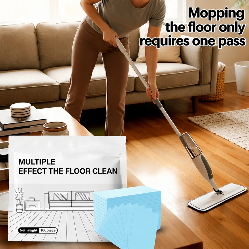 🧼 Multi-Effect Floor Cleaner Wipes – Antibacterial, Deodorizing, Safe for Wood & Tile (100 Pcs)