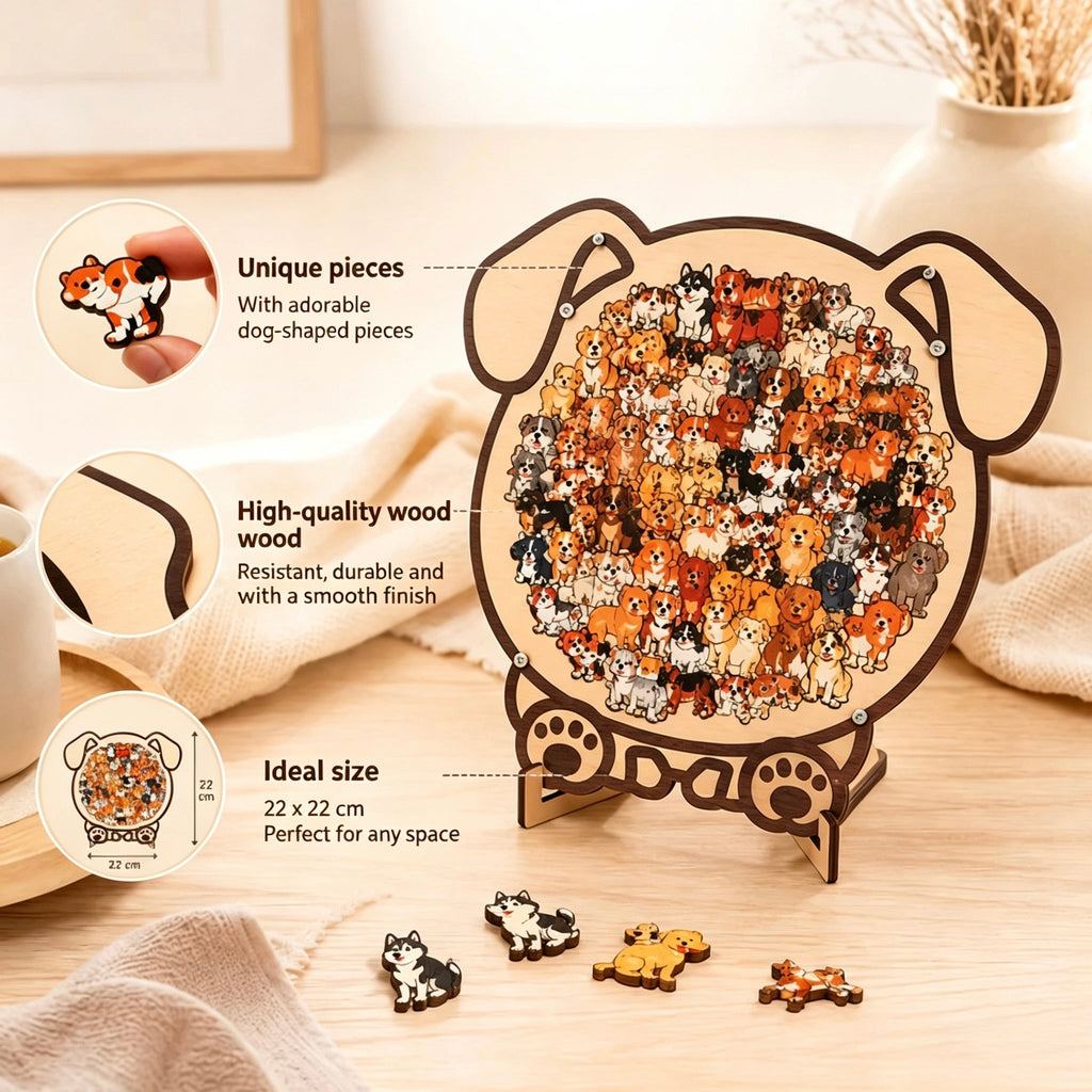 Morandi-Colored Cat Shaped Wooden Jigsaw Puzzle