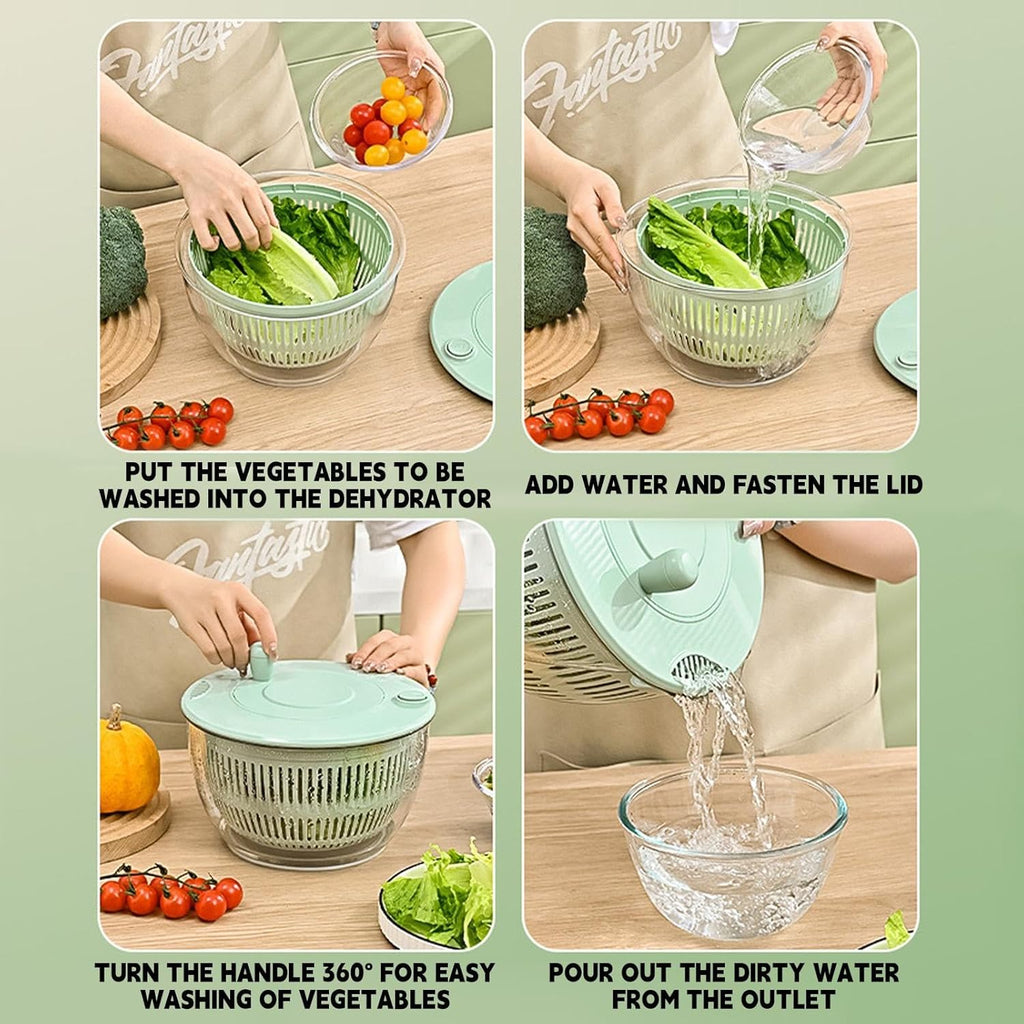 Salad Spinner Large, 3 IN 1 Vegetable and Fruit Washing Bowl with Strainer