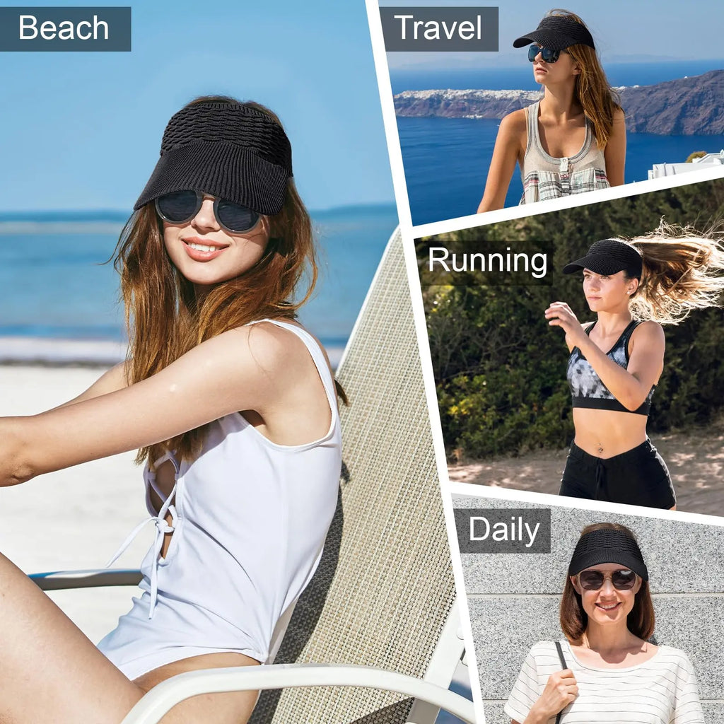Women's High Ponytail Sun Visor Hat for Sun Protection