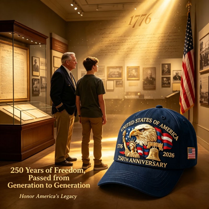 250th Anniversary American Patriotic Dad Hat with Eagle Statue of Liberty Embroidery