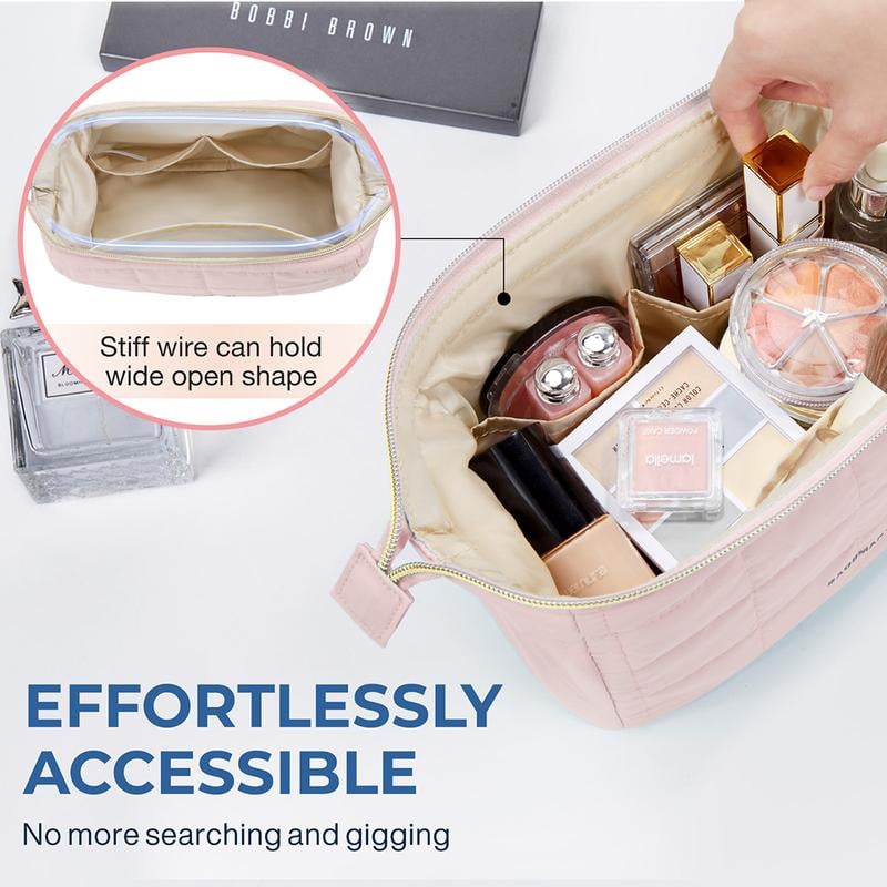 🔥2026 NEW ARRIVAL🔥Puffy Padded Travel Cosmetic Organizer , Wide-Open Makeup Case for Toiletries, Accessories