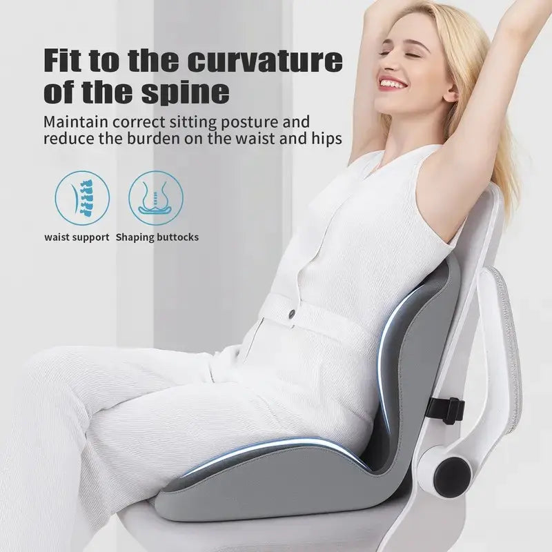 🪑 Memory Foam Seat Cushion – Lumbar Support, Back Pain Relief, Pressure Reduction