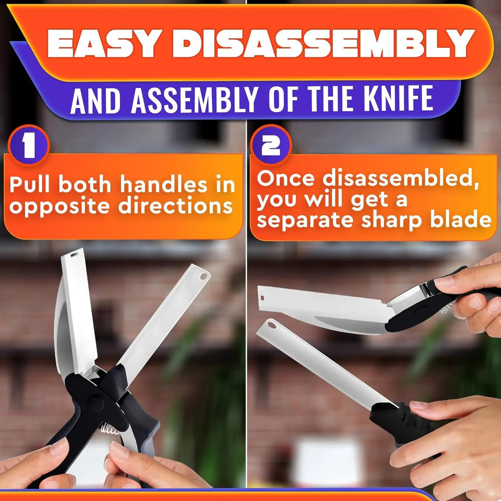 ✂2 in 1 Kitchen Scissors– Stainless Steel Blade & Plastic Cutting Board Scissors