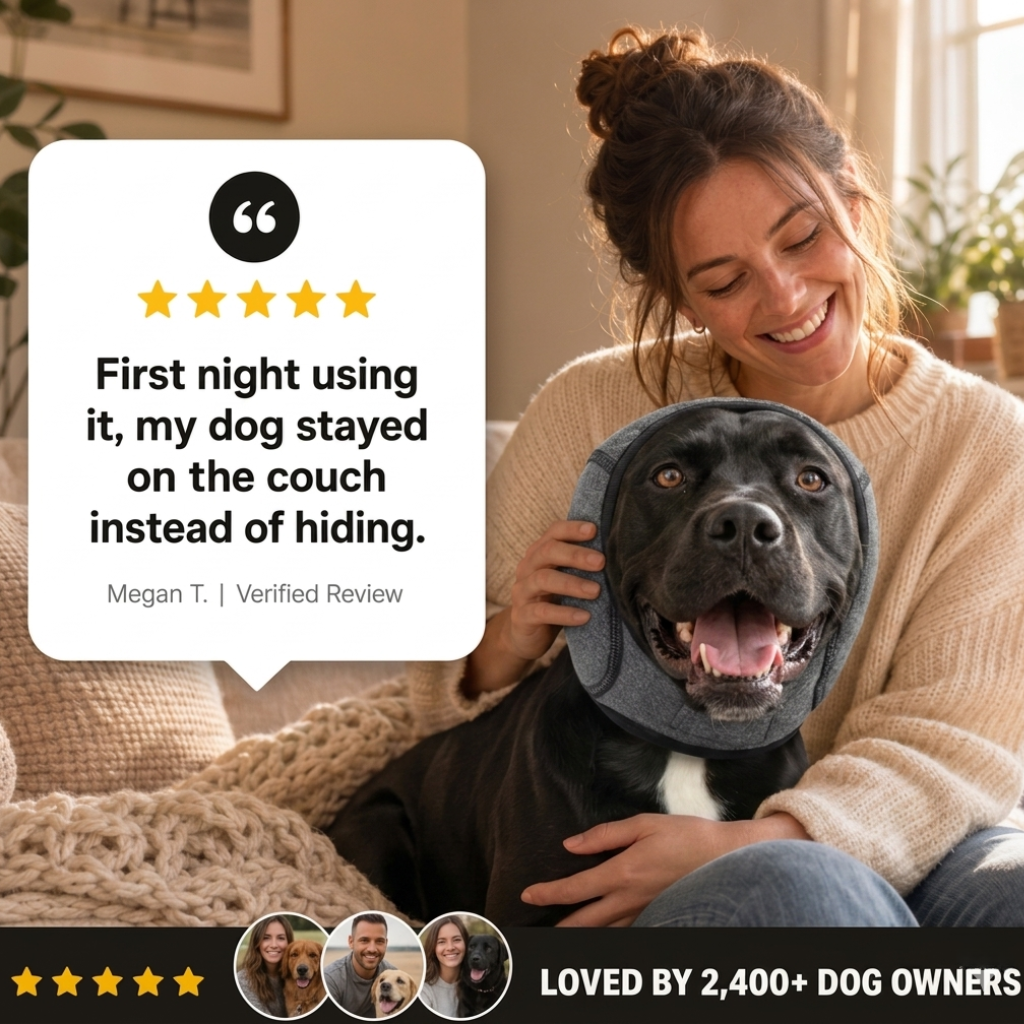Ezvara™ Noise Cancelling Dog Ear Wrap – Calming Ear Cover for Fireworks & Thunderstorms