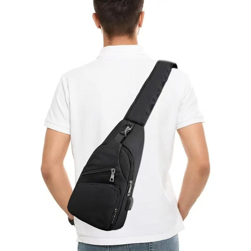 Men's Waterproof Oxford Sling Chest Bag for Travel & Daily Use