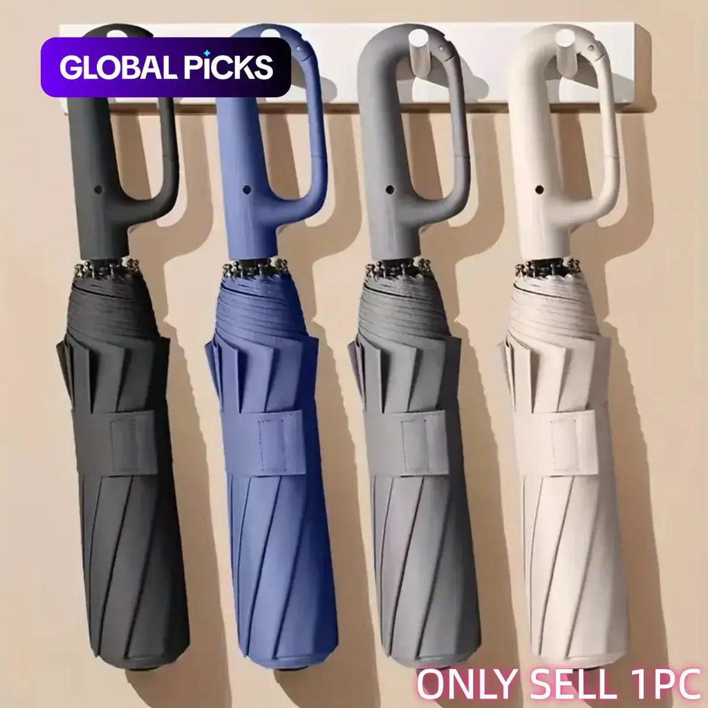 🌂Automatic Folding Umbrella,Portable Rain Umbrella with Loop Buckle, Windproof & Waterproof Umbrella for Men & Women