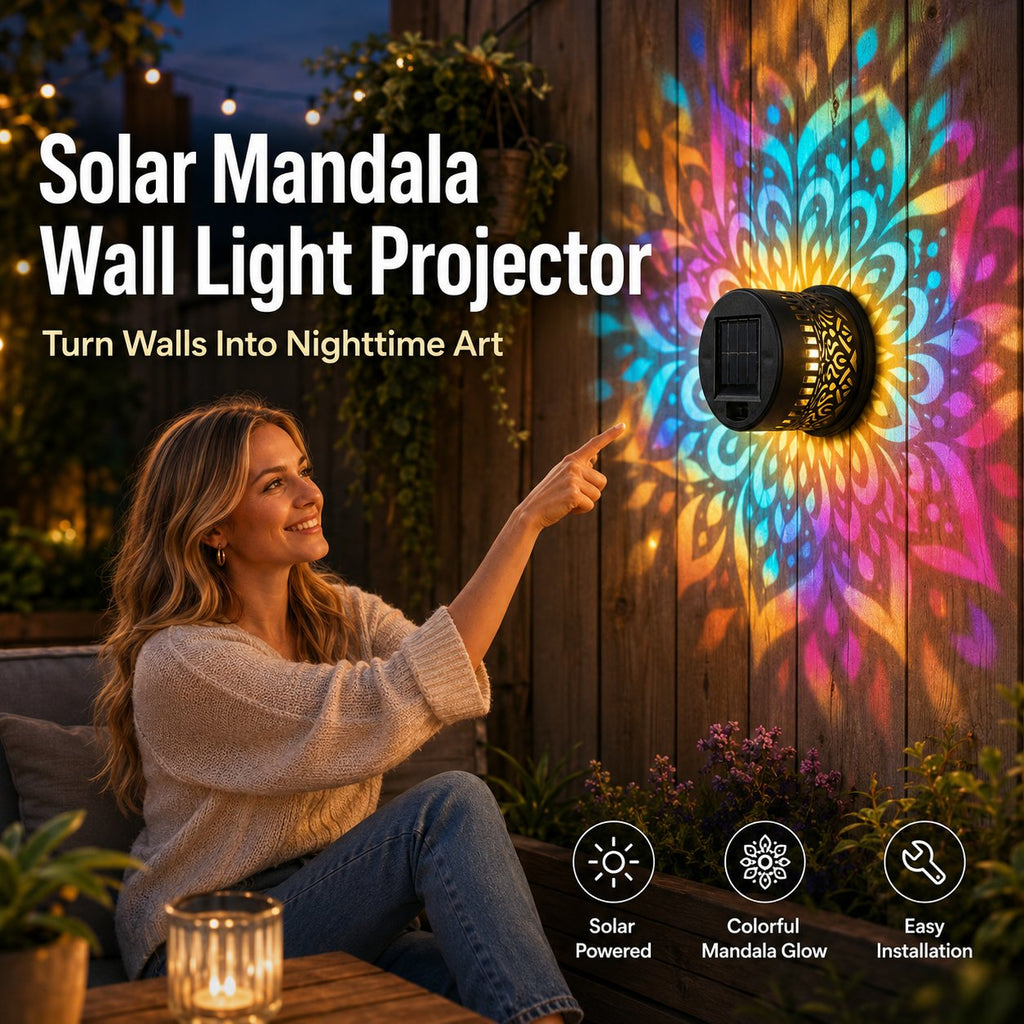 🌟Outdoor Patio Ambient Light Solar Powered Mandala Projector Lamp