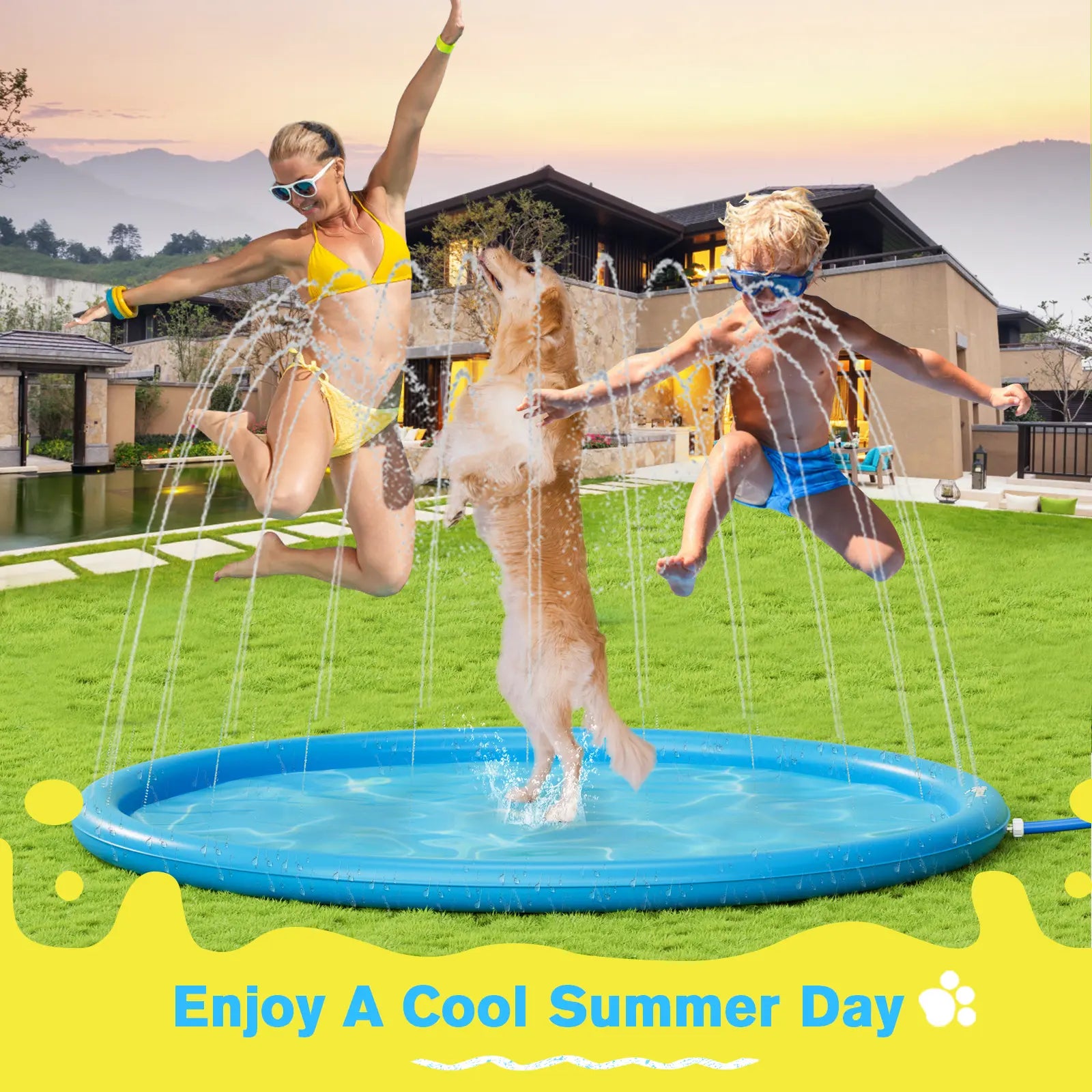 🐶 Splash Mat – Anti-Slip Water Play for Dogs & Kids, Summer Fun 💦
