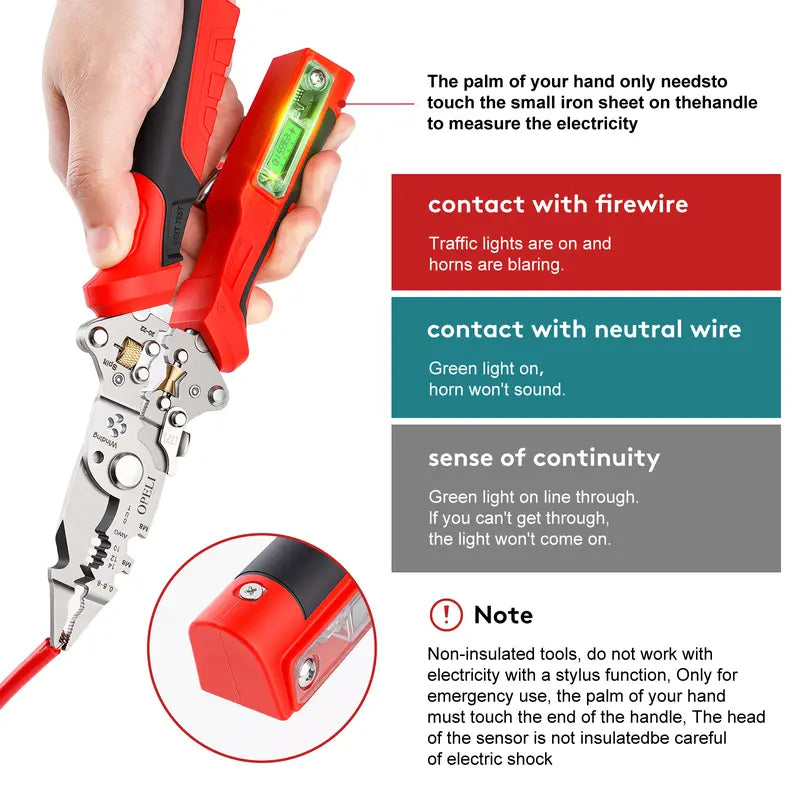 16-in-1 Wire Stripping Pliers, 2026 New Rechargeable Wire Strippers Tool with Voltage Tester&Alarms, Detectable 12-250V, Heavy-Duty Electrical Pliers&Wire Cutters