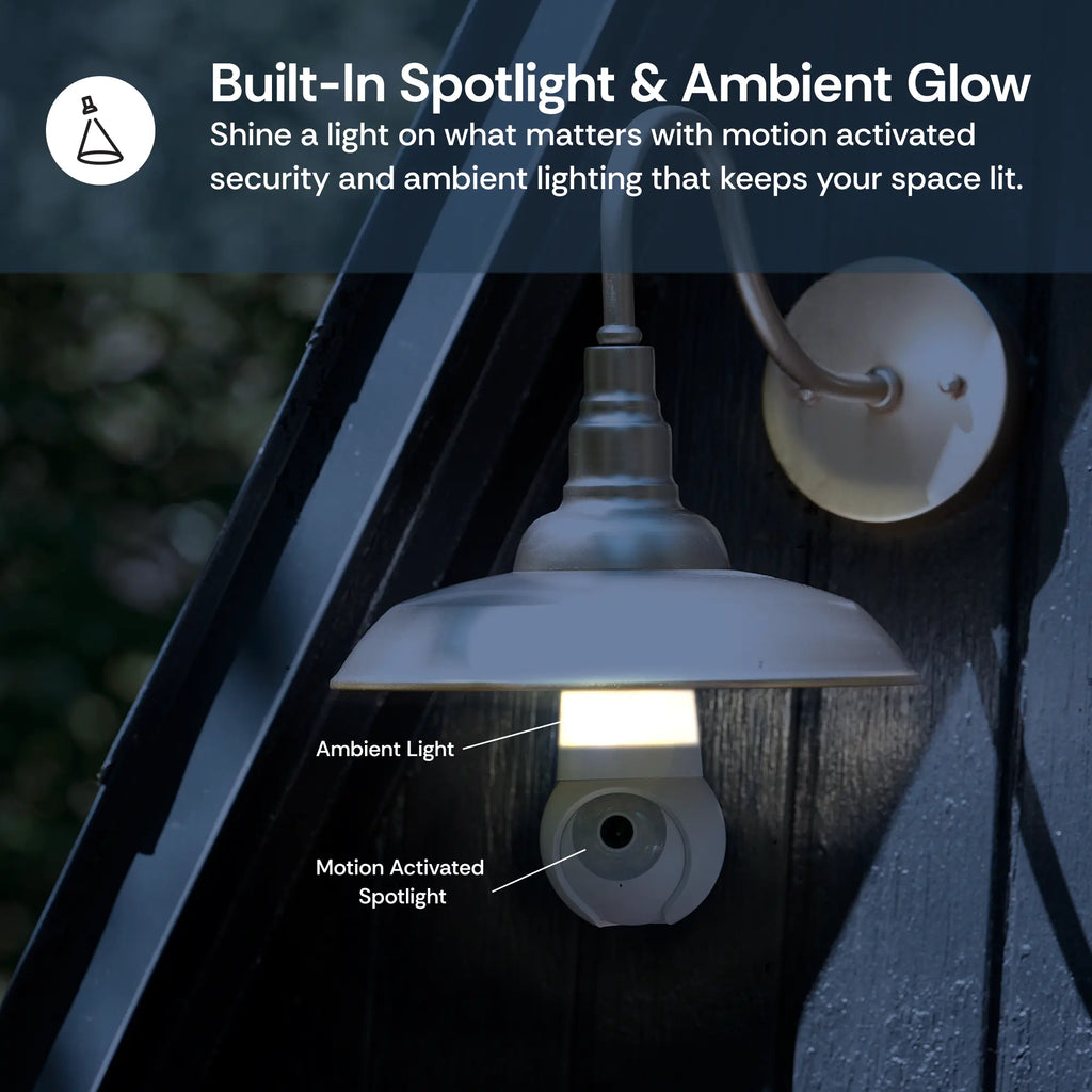 Luna Light Bulb Security Cam -2K 2.4GHz/5GHz WiFi, Indoor Outdoor Surveillance Monitoring Camera for Home, 360° Pan/Tilt, Color Night Vision, Built-In LED & Spotlight, Easy Installation