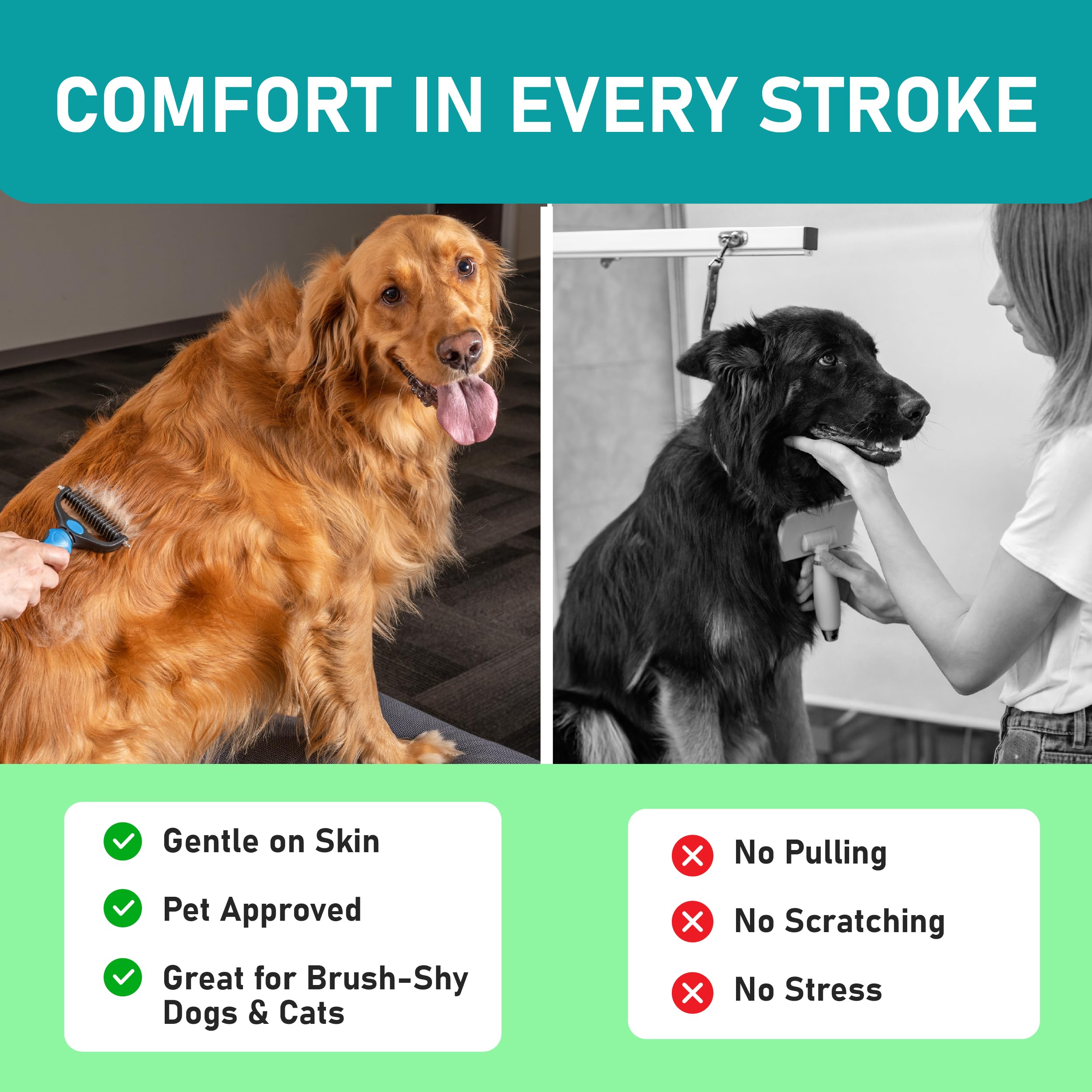 🐕Double-Sided Pet Grooming Rake – Dematting & Deshedding, Safe for All Coats