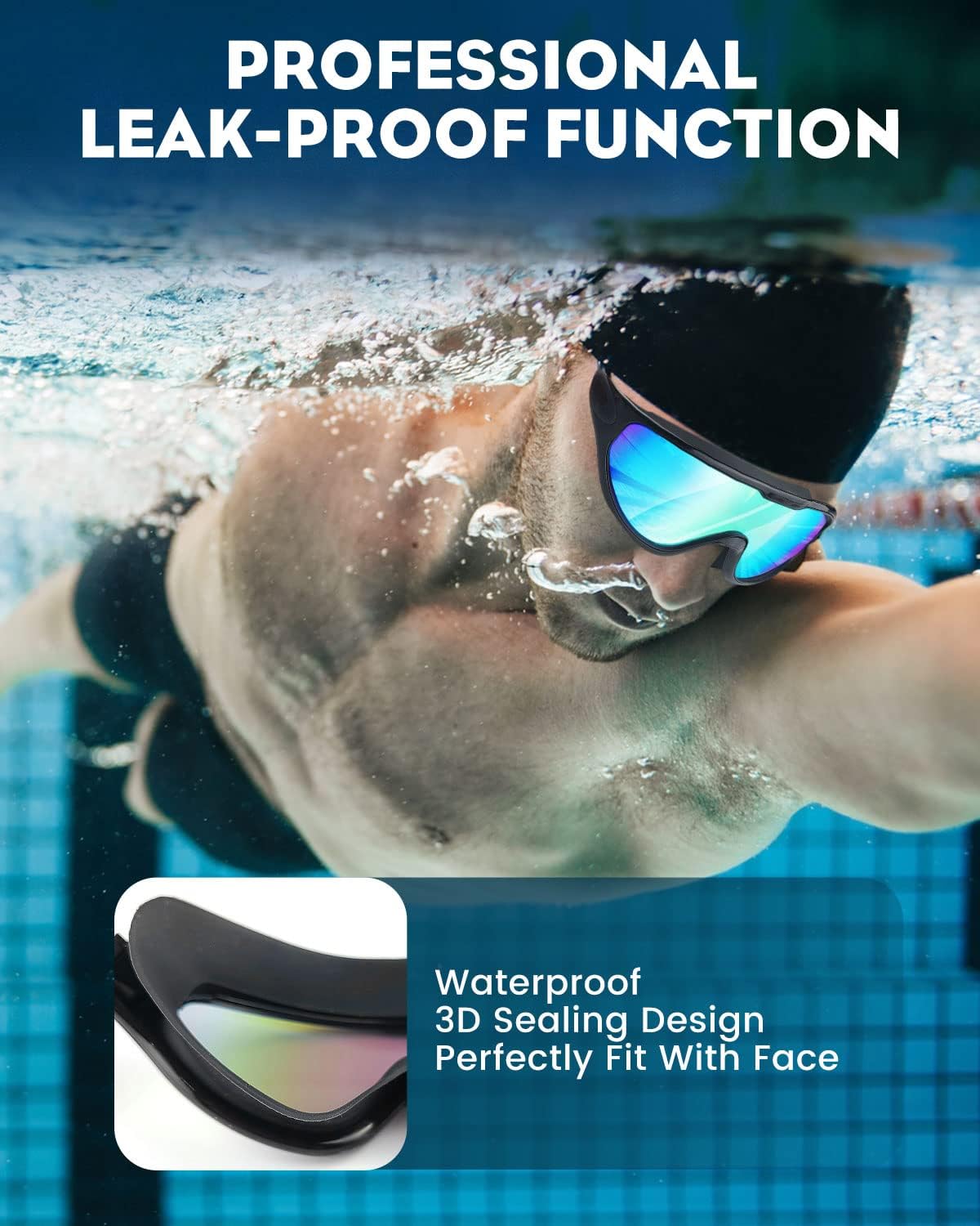 🔥Goggles Swimming Adult Swim-Goggles: Wide View with UV400 Protection Anti Fog No Leak for Men and Women