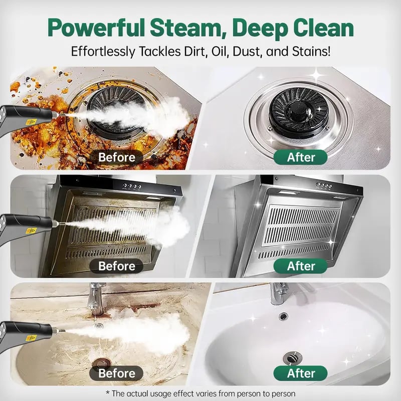 🔥Portable Handheld Steam Cleaner with 10 Accessories, Adjustable Levels, Fast Heat-Up Steamer for Kitchen, Bathroom, Tile & Car Cleaning