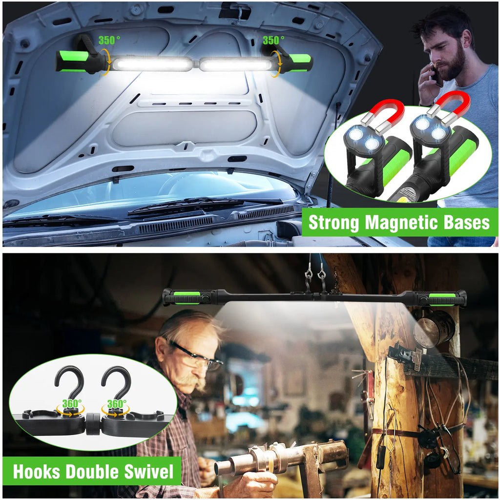 🎁 Father's Day Gift – Linkax 2400LM Work Light Bar, Rechargeable, Magnetic + Hooks