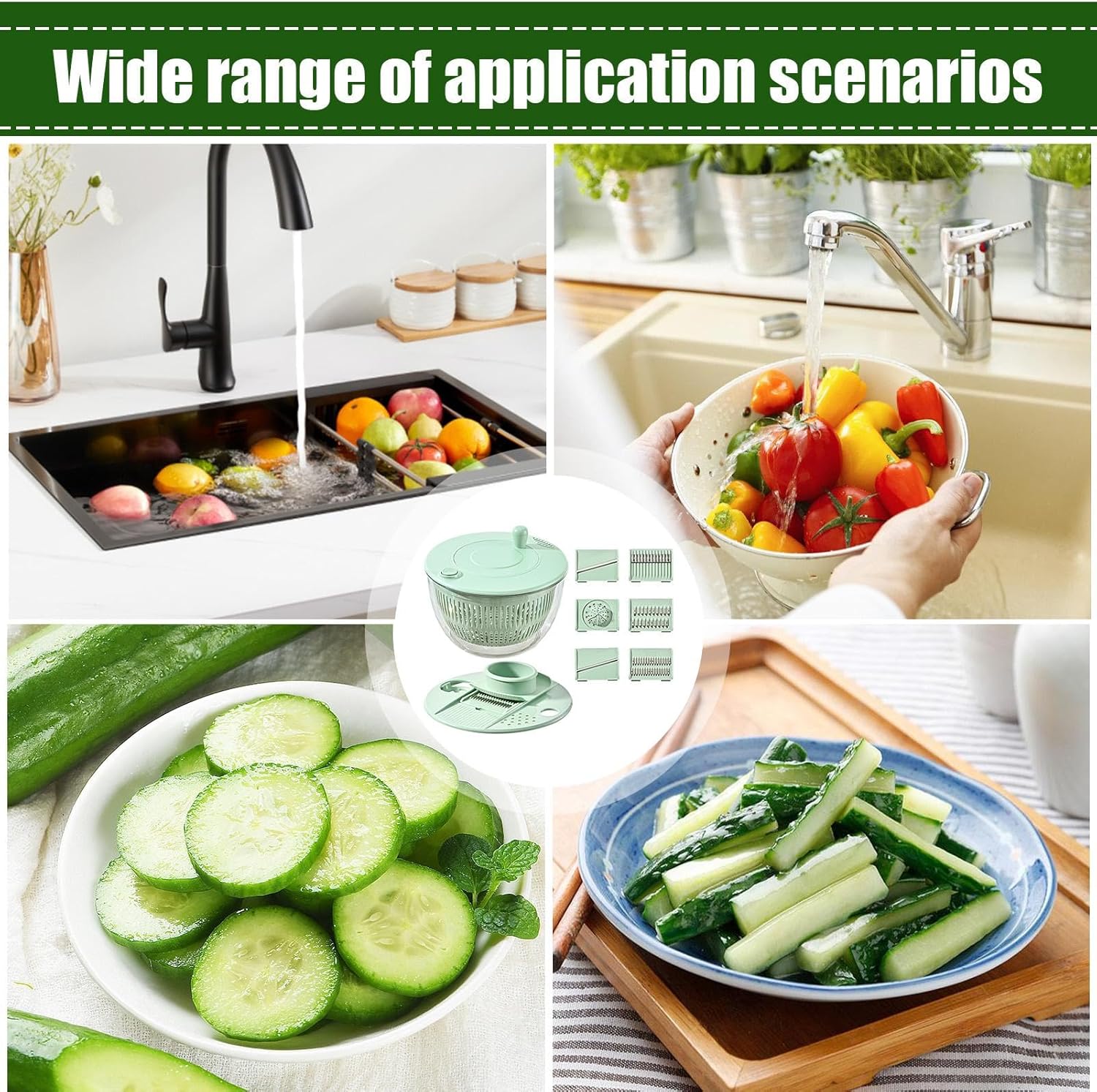 Salad Spinner Large, 3 IN 1 Vegetable and Fruit Washing Bowl with Strainer