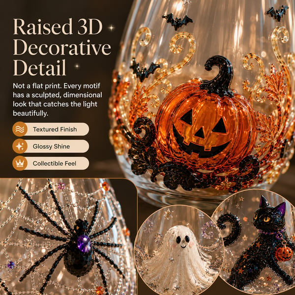 🎃👻 3D Halloween Glassware – Artisan Design, Luminous Glow, Perfect for Fall & Festive Sips