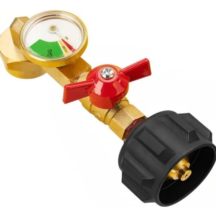 ⛽ Premium Brass Propane Refill Adapter with Gauge | QCC1 Connector