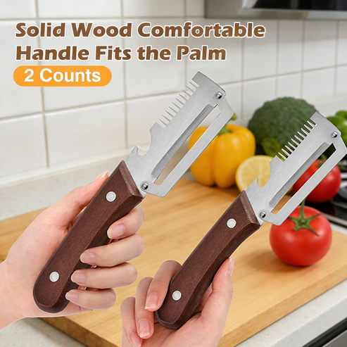❤️‍🔥Wooden-Handled Stainless Steel Sharp Peeler with Built-In Bottle Opener