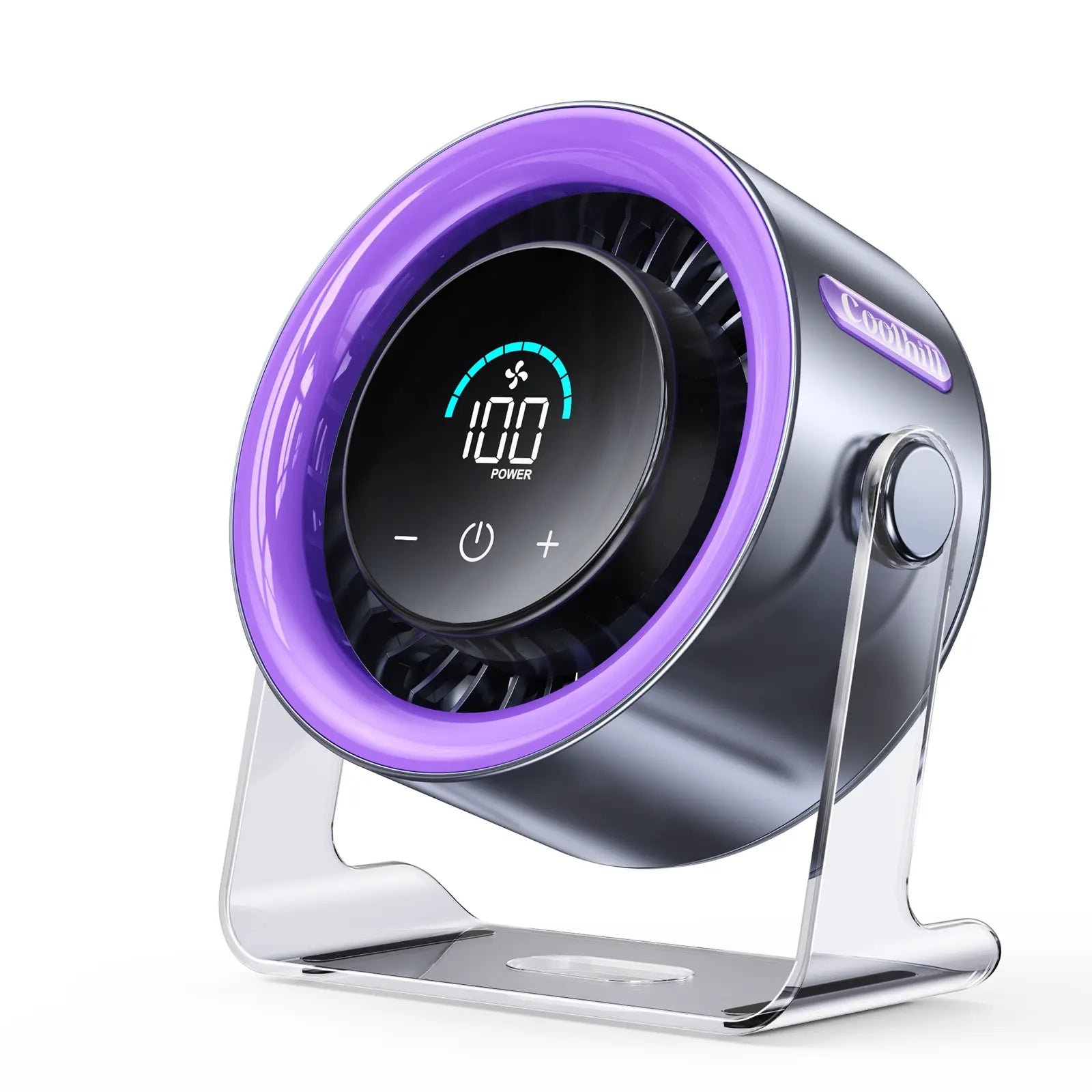 Coolhill Desktop Fan Turbo Table Fan Travel Vacation Essentials for Office 100-Speed Digital Display Low Noise Rechargeable Battery Dual Adjustment Modes Quiet Cooling Quiet Desk Fan Portable